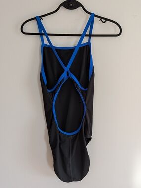 Speedo Flyback competitive onepiece swimsuit black Blue Size M/L Tall Long
